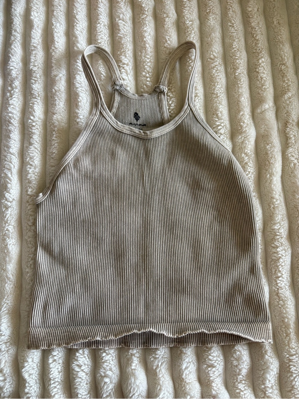 Free People Ribbed Tank Top in Light Taupe